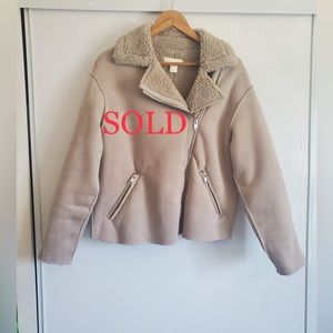 White/Beige H&M faux leather Jacket size 10